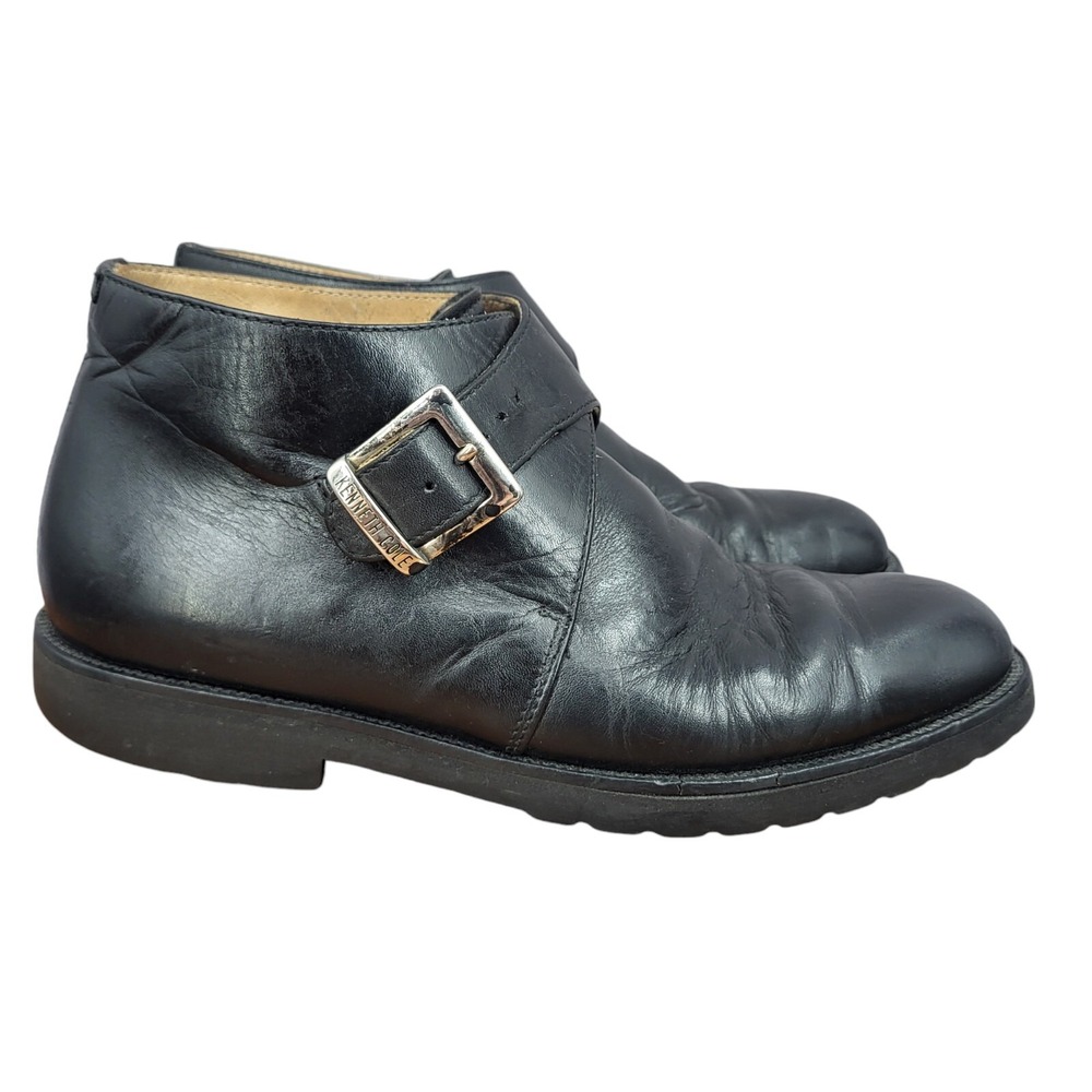 Kenneth Cole Boots Mens 7 Black Leather Monk Strap Dress Shoes Italy Vtg‎ 90s
